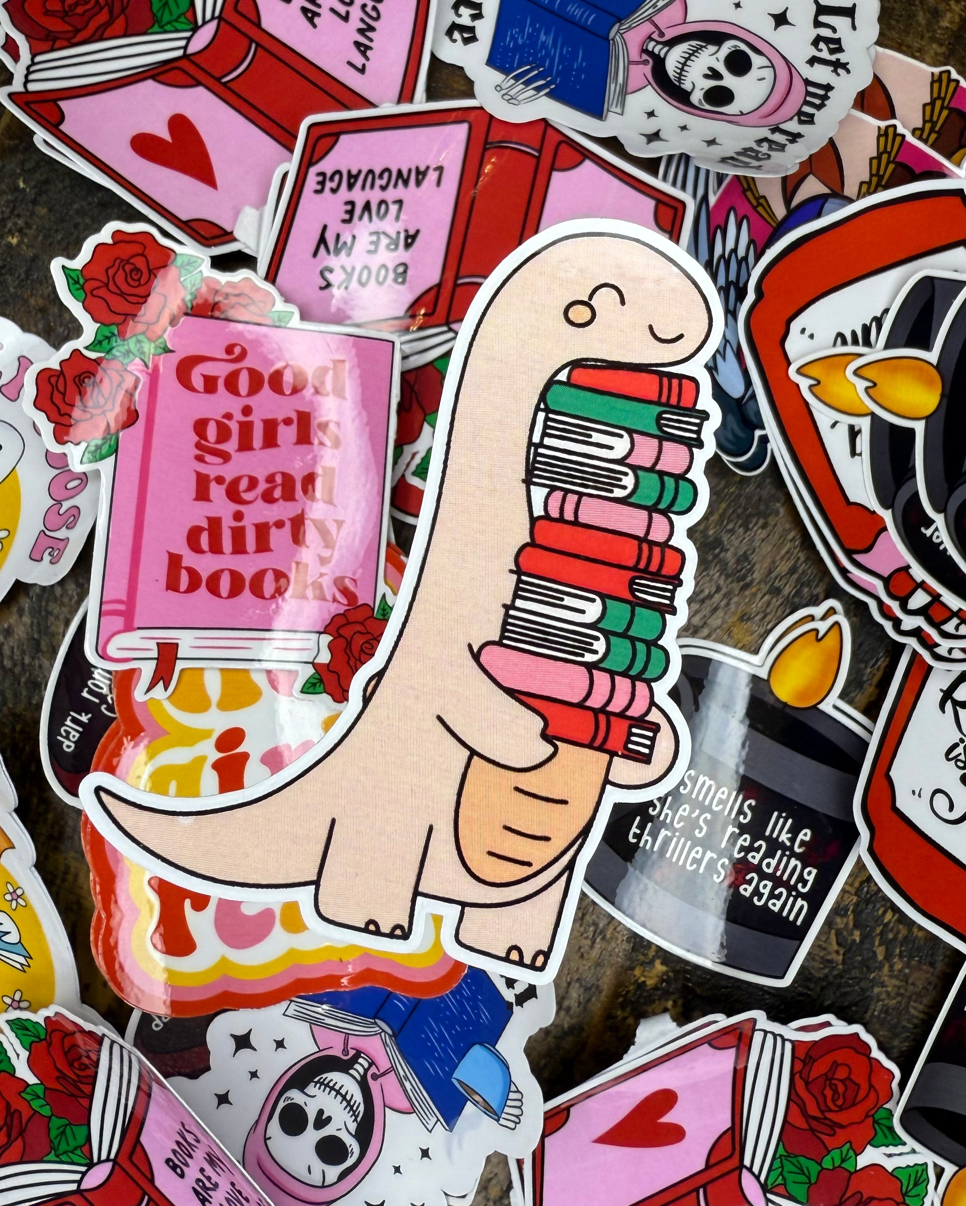 Dino Book Stack Sticker