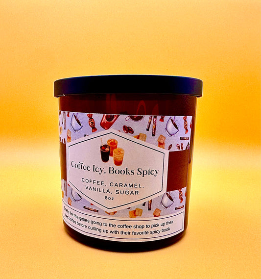 Coffee Icy, Books Spicy 8oz Candle